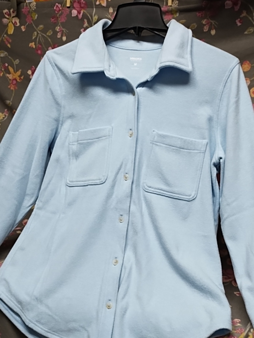 Sonoma Light Blue Women's Super Soft And Stretchy Button-Front Fleece Shirt